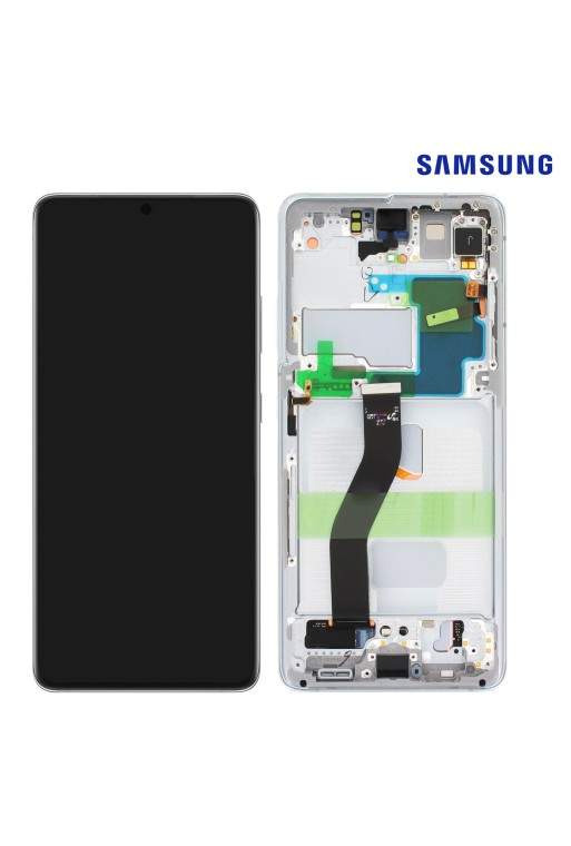 Blocco completo originale Samsung Galaxy S21 Ultra: Schermo LCD + Vetro Tattile Service Pack - Phantom Silver