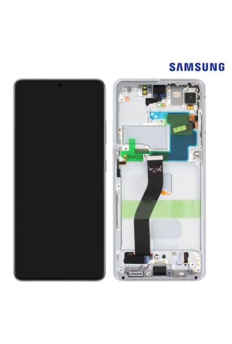 Blocco completo originale Samsung Galaxy S21 Ultra: Schermo LCD + Vetro Tattile Service Pack - Phantom Silver