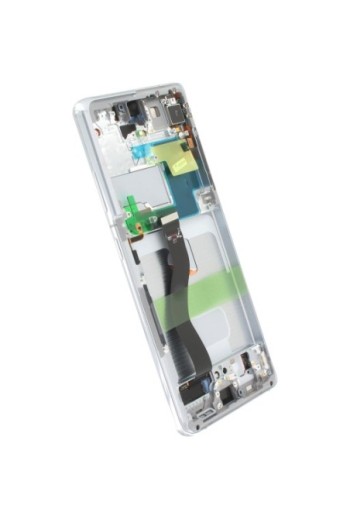 Blocco completo originale Samsung Galaxy S21 Ultra: Schermo LCD + Vetro Tattile Service Pack - Phantom Silver