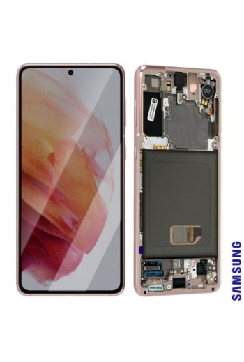 Blocco completo originale Samsung Galaxy S21: Schermo LCD + Vetro Tattile Service Pack - Phantom Pink