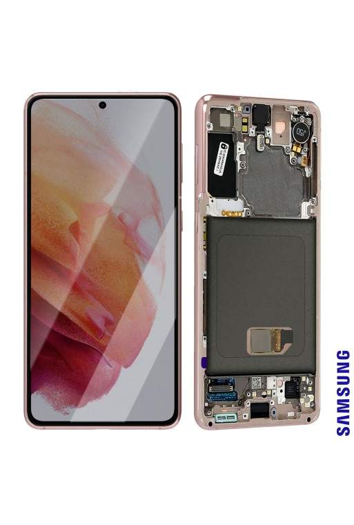 Blocco completo originale Samsung Galaxy S21: Schermo LCD + Vetro Tattile Service Pack - Phantom Pink