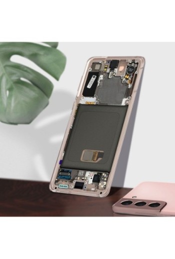 Blocco completo originale Samsung Galaxy S21: Schermo LCD + Vetro Tattile Service Pack - Phantom Pink
