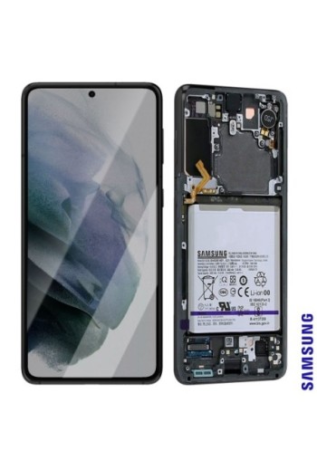 Blocco completo originale Samsung Galaxy S21: Schermo LCD + Vetro Tattile + Batteria 4000mAh Service Pack - Phantom Gray