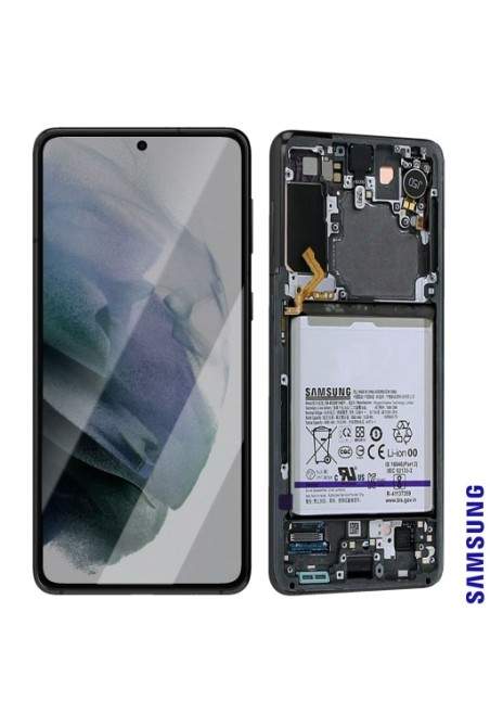 Blocco completo originale Samsung Galaxy S21: Schermo LCD + Vetro Tattile + Batteria 4000mAh Service Pack - Phantom Gray