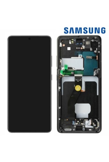 Blocco completo originale Samsung Galaxy S21 Ultra: Schermo LCD + Vetro Tattile Service Pack - Phantom Black