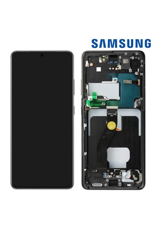 Blocco completo originale Samsung Galaxy S21 Ultra: Schermo LCD + Vetro Tattile Service Pack - Phantom Black