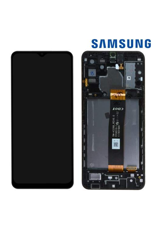 Blocco completo originale Samsung Galaxy A32: Schermo LCD + Vetro Tattile Service Pack - Awesome Black