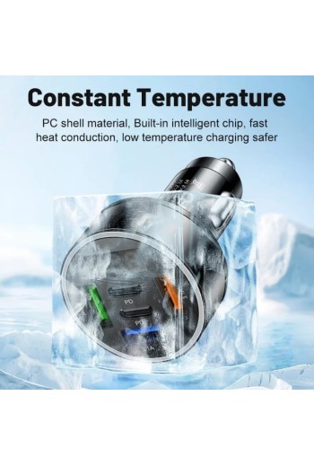 Caricatore Auto 66W/75W Fast Charger con Display LED e 4 Porte USB/Type-C