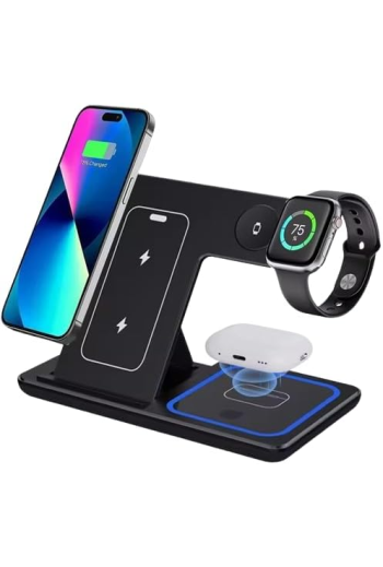 Caricatore Wireless 3 in 1 per iPhone Apple Watch AirPods – Ricarica Rapida