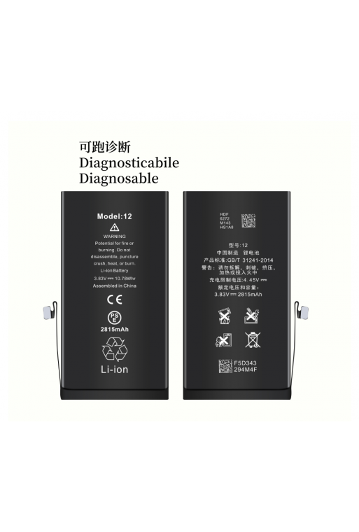 THL iPhone 12/12Pro (DIAGNOSTICABILE mostra 100% originale) Batteria 3270mAh
