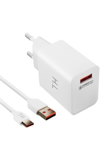 Caricabatterie a Muro 3A Qualcomm Quick Charge 3.0 con Cavo USB Tipo C - Bianco