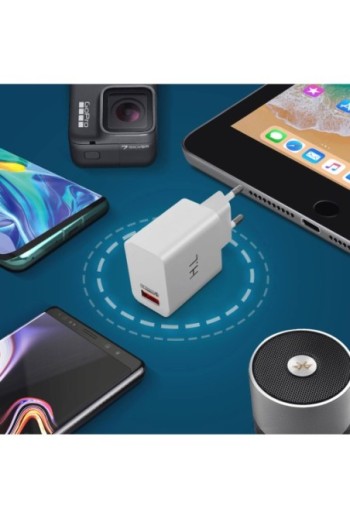 Caricabatterie a Muro 3A Qualcomm Quick Charge 3.0 con Cavo USB Tipo C - Bianco