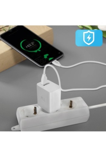 Caricabatterie a Muro 3A Qualcomm Quick Charge 3.0 con Cavo USB Tipo C - Bianco