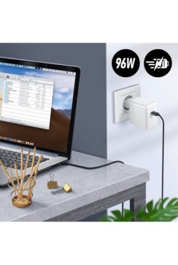 Caricabatterie USB-C 96W Originale Apple - Bianco per Macbook Pro 16'' Macbook Air 2020 Macbook 12'' Retina