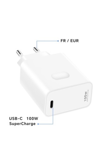 Caricatore da muro USB-C originale Honor SuperCharge 100W – Ricarica ultraveloce – Bianco