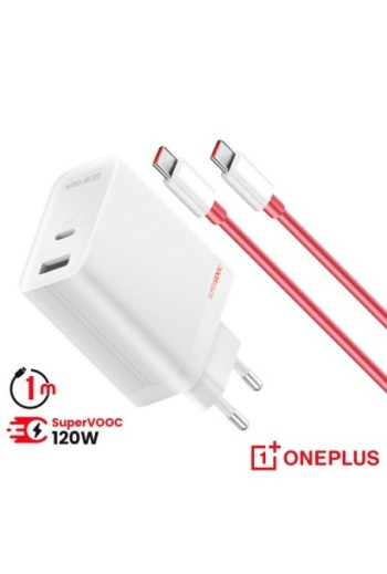 Caricatore da Parete Ufficiale OnePlus USB + USB-C 120W con Cavo USB-C