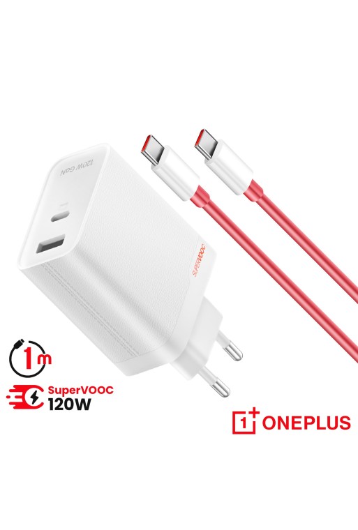 Caricatore da Parete Ufficiale OnePlus USB + USB-C 120W con Cavo USB-C