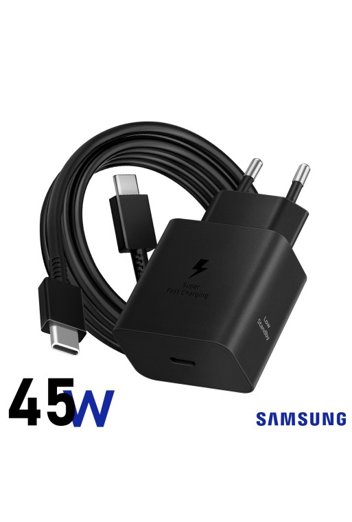 Caricabatterie da muro originale Samsung USB-C 45W + cavo USB-C - nero