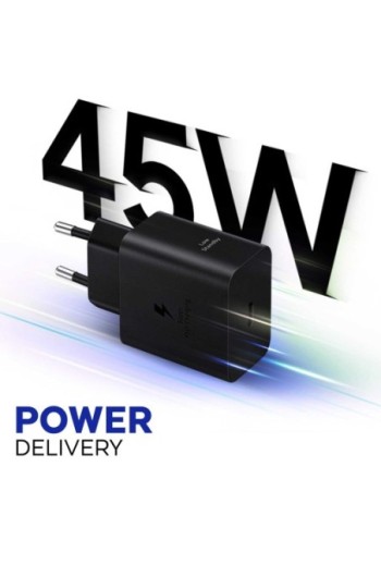Caricabatterie da muro originale Samsung USB-C 45W + cavo USB-C - nero