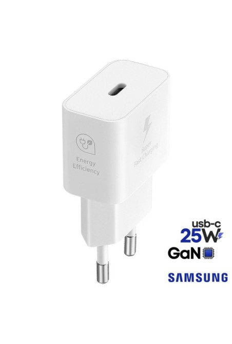 Caricabatterie USB-C 25W tecnologia GaN - prodotto originale Samsung bianco