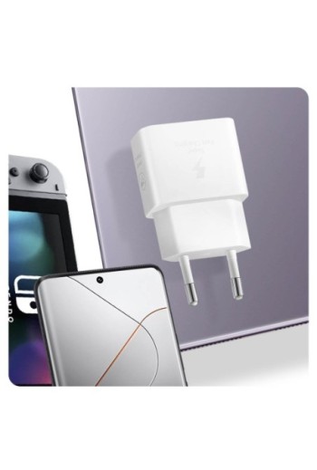 Caricabatterie USB-C 25W tecnologia GaN - prodotto originale Samsung bianco