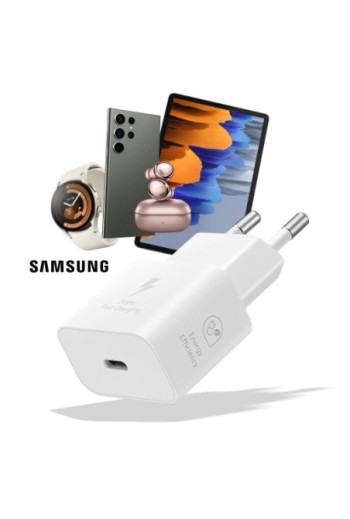 Caricabatterie GaN USB-C 25W + cavo USB-C - prodotto originale Samsung bianco