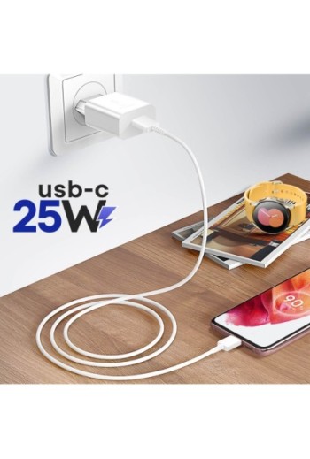 Caricabatterie GaN USB-C 25W + cavo USB-C - prodotto originale Samsung bianco