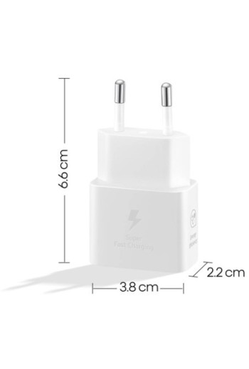 Caricabatterie GaN USB-C 25W + cavo USB-C - prodotto originale Samsung bianco