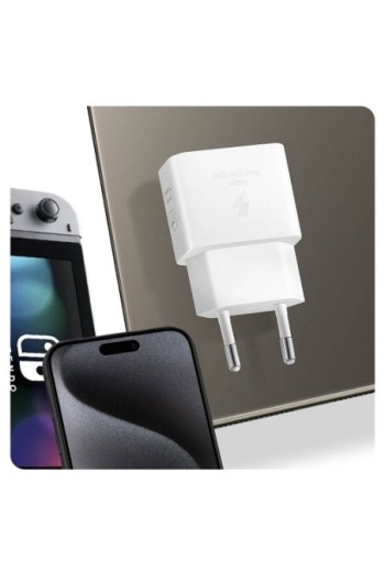 Caricabatterie GaN USB-C 25W + cavo USB-C - prodotto originale Samsung bianco