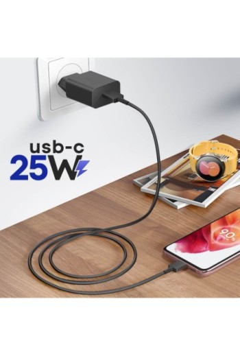 Caricabatterie GaN USB-C 25W + cavo USB-C - prodotto originale Samsung nero