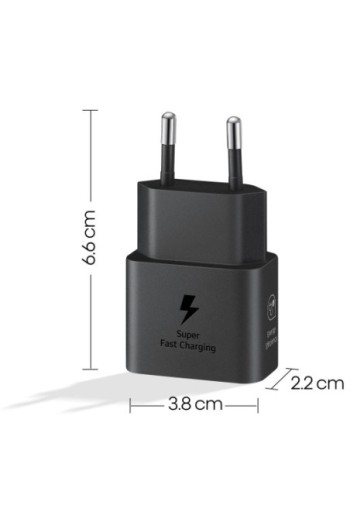 Caricabatterie GaN USB-C 25W + cavo USB-C - prodotto originale Samsung nero