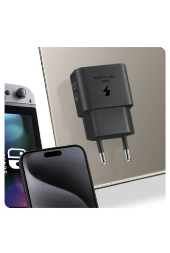 Caricabatterie GaN USB-C 25W + cavo USB-C - prodotto originale Samsung nero