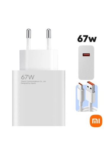Caricatore da parete originale Xiaomi USB 67W con cavo da USB a USB-C - bianco