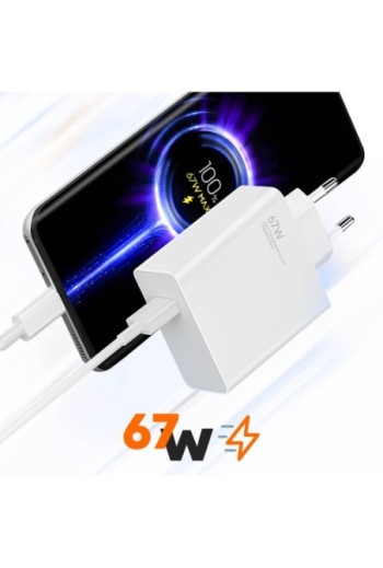 Caricatore da parete originale Xiaomi USB 67W con cavo da USB a USB-C - bianco