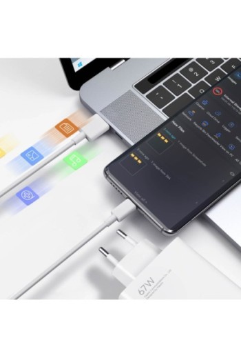 Caricatore da parete originale Xiaomi USB 67W con cavo da USB a USB-C - bianco