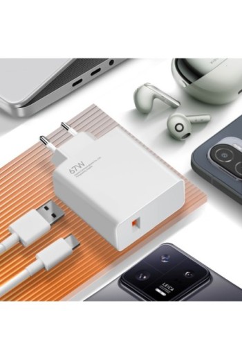 Caricatore da parete originale Xiaomi USB 67W con cavo da USB a USB-C - bianco