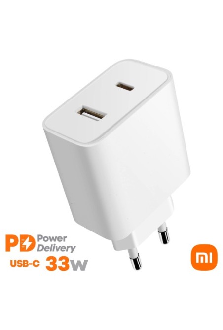 Caricabatterie spina originale Xiaomi USB + USB-C 33W - bianco
