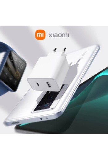 Caricabatterie spina originale Xiaomi USB + USB-C 33W - bianco