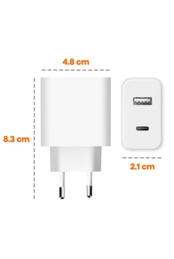 Caricabatterie spina originale Xiaomi USB + USB-C 33W - bianco