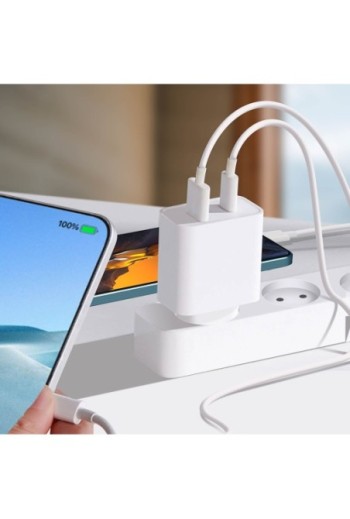 Caricabatterie spina originale Xiaomi USB + USB-C 33W - bianco