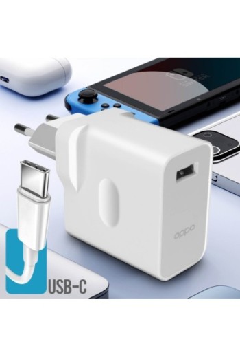 Caricabatterie originale Oppo USB 30W + cavo da USB a USB-C - bianco