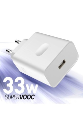 Caricabatterie originale Oppo USB SuperVOOC 33W + cavo da USB a USB-C - bianco