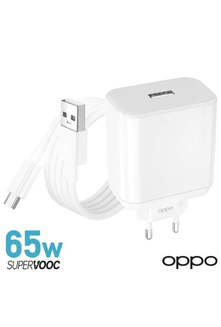 Caricabatterie Oppo USB SuperVOOC 65W + cavo da USB verso USB-C - modello VCA7GAEH