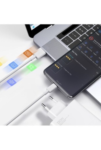 Caricatore da parete originale Xiaomi USB 120W con cavo USB-C - bianco
