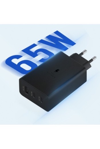 Caricabatterie da Muro Originale Samsung EPT6530 Power Delivery 65W USB + Doppio USB-C - Nero