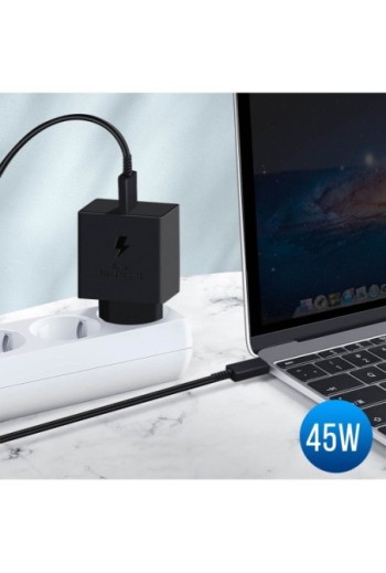 Caricabatterie Originale Samsung (Service Pack EP-T4510XBEGEU) USB-C 45W + Cavo USB-C Quick Charge - Nero