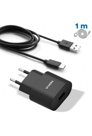 Caricatore da parete con cavo USB-C 3A integrato Microsoft - nero