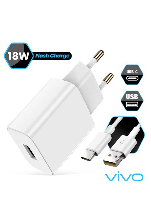 Caricabatterie originale Vivo + cavo USB-C ricarica rapida 18W - Bianco