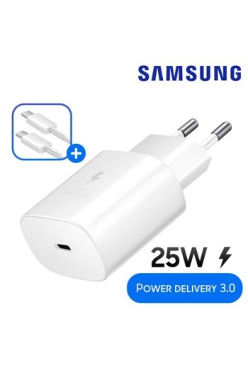 Caricabatteria USB-C originale Samsung da 25 W Cavo da USB-C a USB-C Power Delivery 3.0 - bianco