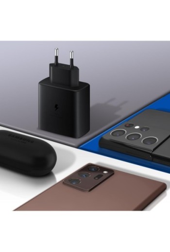 Caricabatterie da Muro USB-C Originale Samsung da 45 W + Cavo da USB-C a USB-C Super Fast Charging 2.0 - Nero